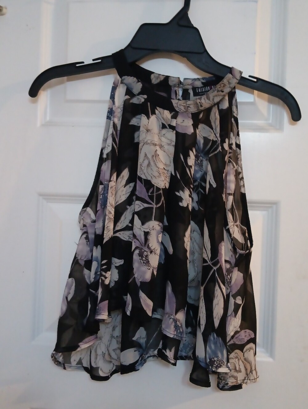 Fashion Nova Black Floral High-Neck Sleeveless Camisole
